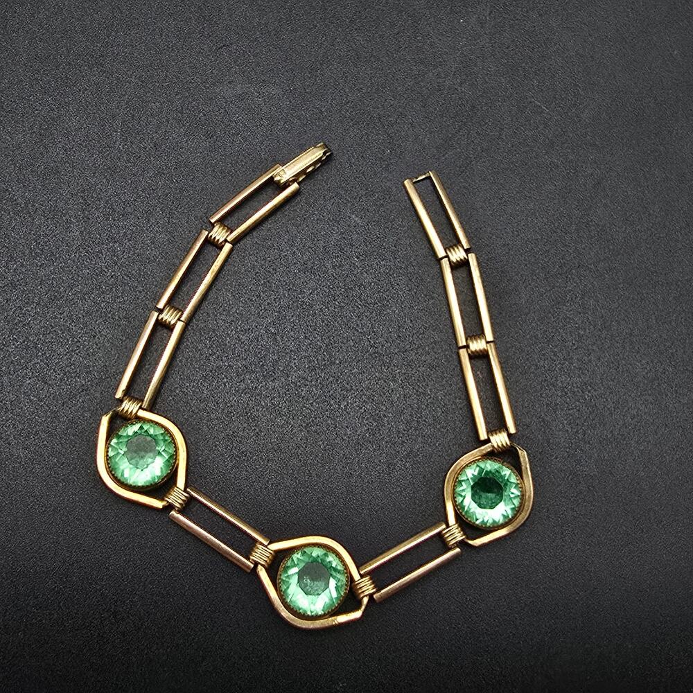 Vintage Simmons Green Uranium Glass Bracelet SMALL